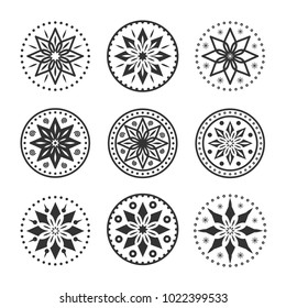 Circular ornaments collection. Decorative round ornaments. Oriental pattern set. Vector illustration