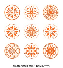 Circular ornaments set for your design. Oriental pattern collection. Mandalas, rangoli design. Vintage decorative elements. Vector illustration