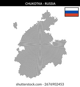 Circular outline map highlighting Chukotka region