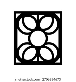 Circular and oval geometric abstract flower silhouette vector illustration for decorative panel or grille cutout