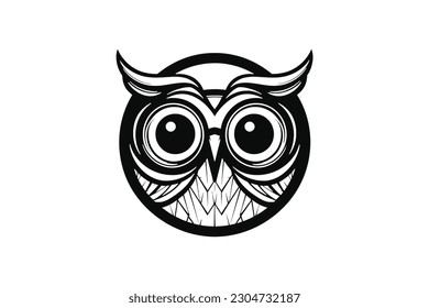 circular owl face  Minimal Vector Logo Design Tshirt Sublimation Illustration Tattoo Art