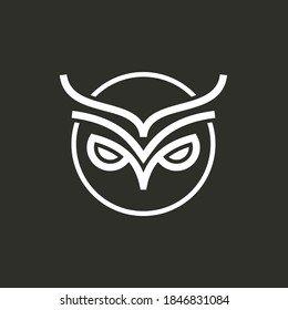 circular owl vector outline logo design