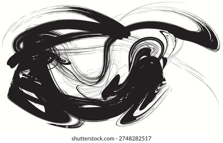 circular paint brush strokes, grunge paint element, Monochrome grunge texture. Brush strokes paint Isolated on white background, grunge brush strokes ink paint.eps