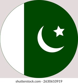 Bandera circular de Pakistán con fondo gris, que representa la identidad nacional y el orgullo