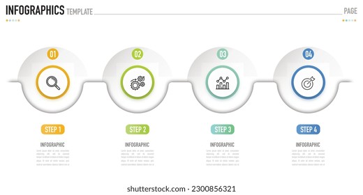 Circular paper origami infographic template or element with 4 step, process, option, bullet, colorful 3D circle, button, label, icons, minimal, modern style for sale slide, flowchart, workflow, web 