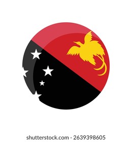 Circular Papua New Guinea flag icon vector