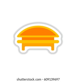 Circular Park Bench in paper sticker style