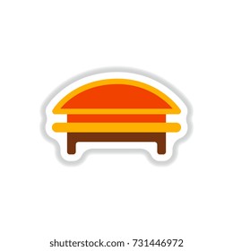 Circular Park Bench in paper sticker style