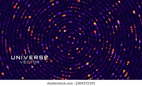 Circular Particles Dots Vortex Abstract Galaxy. Abstract Astrology Astronomy Science Background. Universe Planet Orbits Concept. Minimal Art Style Vector Space Illustration.
