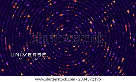 Circular Particles Dots Vortex Abstract Galaxy. Abstract Astrology Astronomy Science Background. Universe Planet Orbits Concept. Minimal Art Style Vector Space Illustration.
