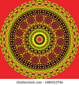  Circular pattern of abstract geometric shapes. Vector illustration