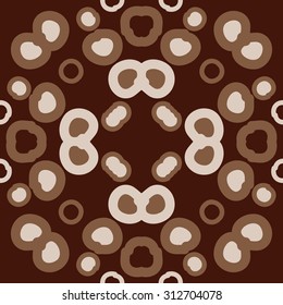 Circular   pattern of abstract motif,  bagels,spots, doodles. Hand drawn.