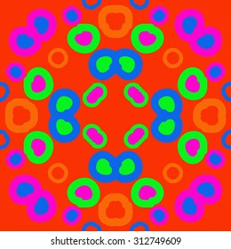 Circular   pattern of abstract motif,  bagels,spots, doodles. Hand drawn.