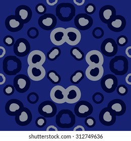 Circular   pattern of abstract motif,  bagels,spots, doodles. Hand drawn.