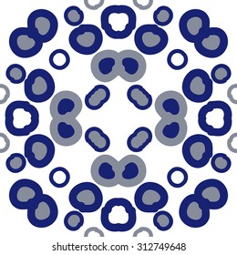 Circular   pattern of abstract motif,  bagels,spots, doodles. Hand drawn.