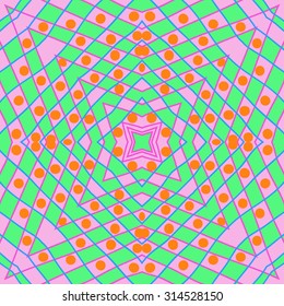 Circular   pattern of  abstract motif,  doodles, ellipses, stripes, stars . Hand drawn.
