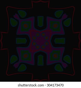 Circular   pattern of abstract motif, ellipses,hole, spots. Hand drawn.