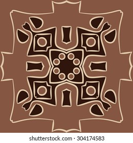 Circular   pattern of abstract motif, ellipses,hole, spots. Hand drawn.