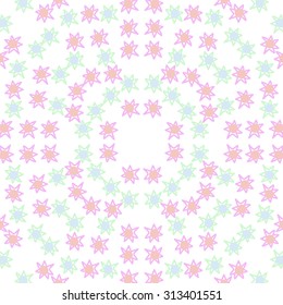 Circular   pattern of abstract motif, ellipses,zigzag,stars, doodles . Hand drawn.