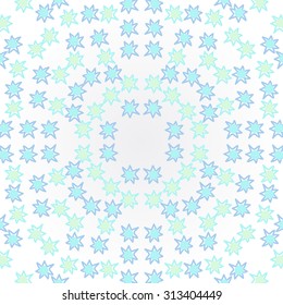 Circular   pattern of abstract motif, ellipses,zigzag,stars, doodles . Hand drawn.