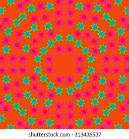 Circular   pattern of abstract motif, ellipses,zigzag,stars, doodles . Hand drawn.