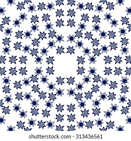 Circular   pattern of abstract motif, ellipses,zigzag,stars, doodles . Hand drawn.