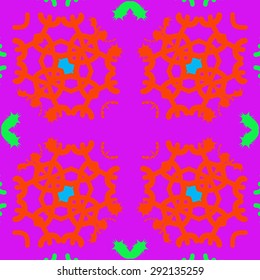 Circular pattern of abstract motif, spots, snowflakes, hole, stars, copy space. Hand drawn. Winter theme.