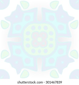 Circular  pattern of abstract  motif, stripes, ellipses, spots, star. Hand drawn.