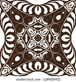 Circular pattern of abstract motif, stripes,hole, spots, ellipse. Hand drawn.