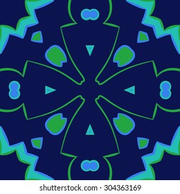 Circular   pattern of abstract motif, stripes,hole, spots, cross. Hand drawn.