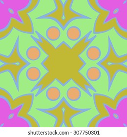 Circular pattern of abstract motif, stripes,hole, spots, ellipse. Hand drawn.