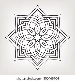 Circular pattern in arabesque style. Eight pointed star on light background. Mandala. Lotus.