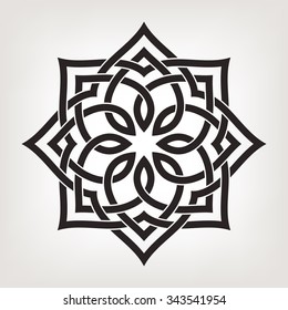 Circular pattern in arabesque style. Eight pointed star. Mandala. Lotus.
