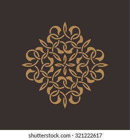 Circular pattern in arabic style. Round eastern ornament with intersecting curving lines. Vector element of graphic design