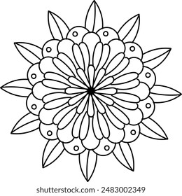 Kreisförmiges Muster schwarz und weiß florale ornamentale Mandala-Umriss zum Färben von Buchseiten