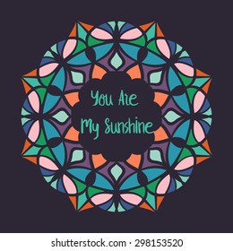 Circular pattern / Blue green / Mandala/ Vintage decorative elements/ Islam, Arabic, Indian, ottoman motifs/ Vector