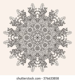 circular pattern bouquet of flowers drawn vector outline ball