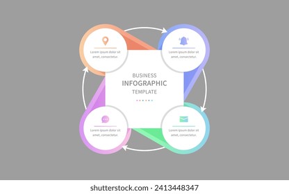 A circular pattern of business infographics to illustrate the steps and circulatory system templates