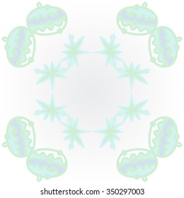 Circular pattern  of Christmas motif, doodles, hole, spots,balls, stars. Hand drawn.