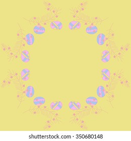 Circular pattern  of Christmas motif, doodles, hole, spots,balls, stars, branches. Hand drawn.