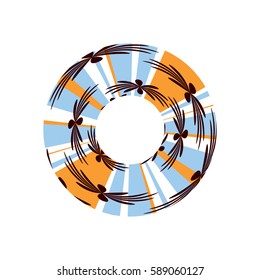  circular pattern. A pattern from color spirals for your designs. Spirals and patten elements of orange, blue and brown. Vector pattern.