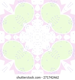 Circular pattern of colored  decorative motif, doodles, zigzag. Hand drawn.