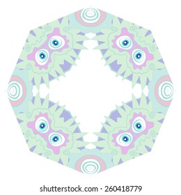 Circular pattern of colored floral motif. Hand drawn.