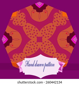 Circular pattern of colored floral motif. Hand drawn.