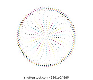 a circular pattern with colorful dots on it, cmyk two circles with colorful dots on them set, cmyk vector illustration of a flower  with a circle and a dot,mandala vector