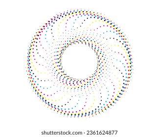 un patrón circular con puntos coloridos sobre él, cmyk dos círculos con puntos coloridos sobre ellos, cmyk ilustración vectorial de una flor con un círculo y un punto,mandala vector