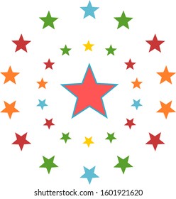 Circular pattern of colorful stars