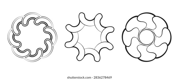 Circular pattern, cycloidal epitrochoid geometric gear lobe patterns parametric mathematical curves.