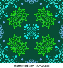 Circular   pattern of decorative motif, doodles,snowflakes, ellipses. Hand drawn, winter theme.