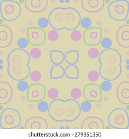 Circular   pattern of  decorative motif, ellipses, doodles, bagels. Hand drawn.